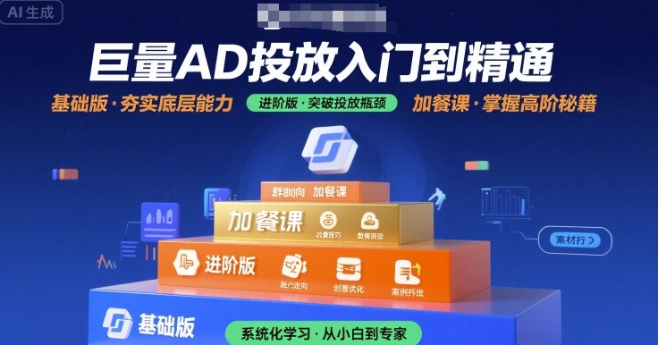 巨量AD投放入门到精通，基础版+进阶版+加餐课-副业网资源站