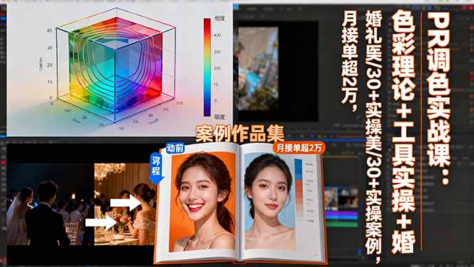 PR调色实战课：色彩理论+工具实操+婚礼医美/30+实操案例，月接单超2万-副业网资源站