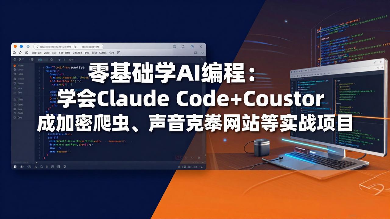 零基础学AI编程：学会Claude Code+Cursor完成加密爬虫、声音克隆网站等实战项目-副业网资源站