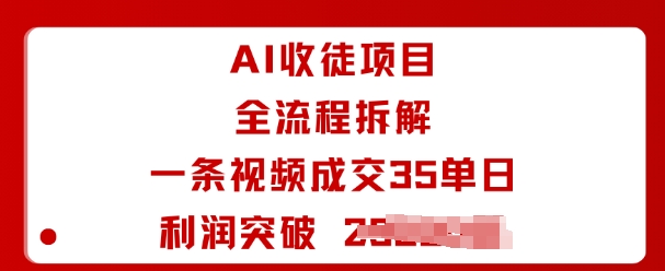 AI收徒项目全流程拆解一条视频成交35单日利润突破1k+-副业网资源站