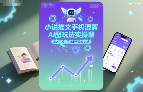 小说推文手机混剪AI图玩法实操课，日入可观，手机即可独立完成-副业网资源站