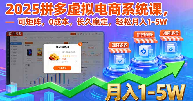 2025拼多多虚拟电商系统课，可矩阵，0成本，长久稳定，轻松月入1-5W-副业网资源站