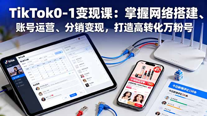 TikTok0-1变现课：掌握网络搭建、账号运营、分销变现，打造高转化万粉号-副业网资源站