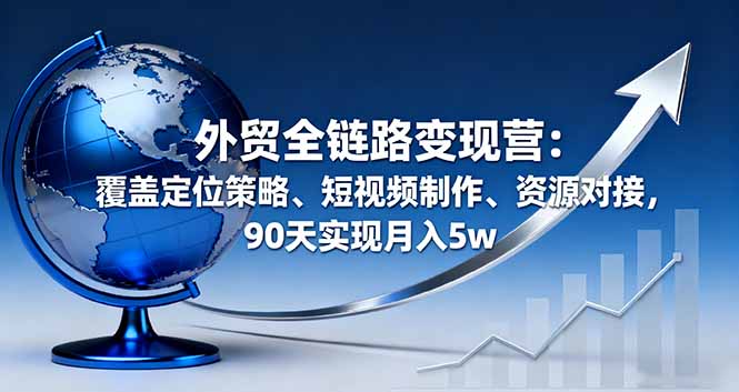 外贸全链路变现营：覆盖定位策略、短视频制作、资源对接，90天实现月入5w-副业网资源站