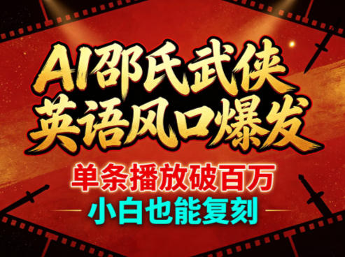 AI邵氏武侠英语风口爆发，单条播放破百万，小白也能复刻-副业网资源站