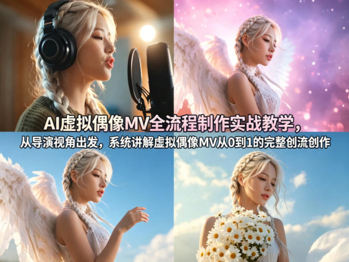 AI虚拟偶像MV全流程制作实战教学，从导演视角出发，系统讲解虚拟偶像MV从0到1的完整创作流程-副业网资源站