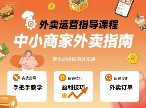 外卖运营指导课程，中小商家外卖指南，手把手带出能挣钱的外卖店-副业网资源站