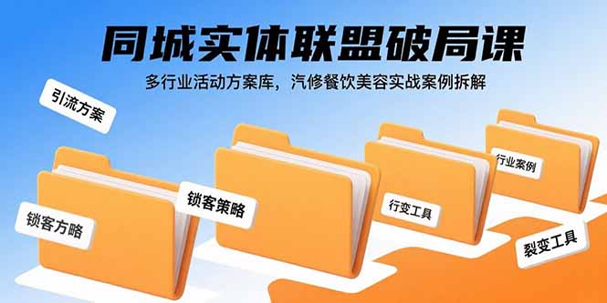 同城实体联盟破局课，多行业活动方案库，汽修餐饮美容实战案例拆解-副业网资源站